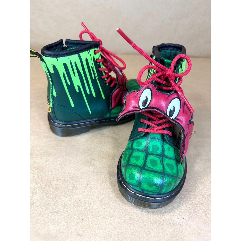 Dr. Martens x TMNT "Raph" Raphael RARE 1460 Junior Kids Combat Boots - Kids Sz 8